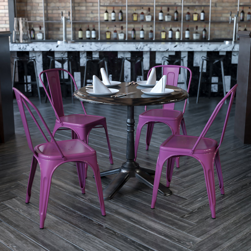 Commercial Grade Metal Indoor-Outdoor Stackable Chair, Purple