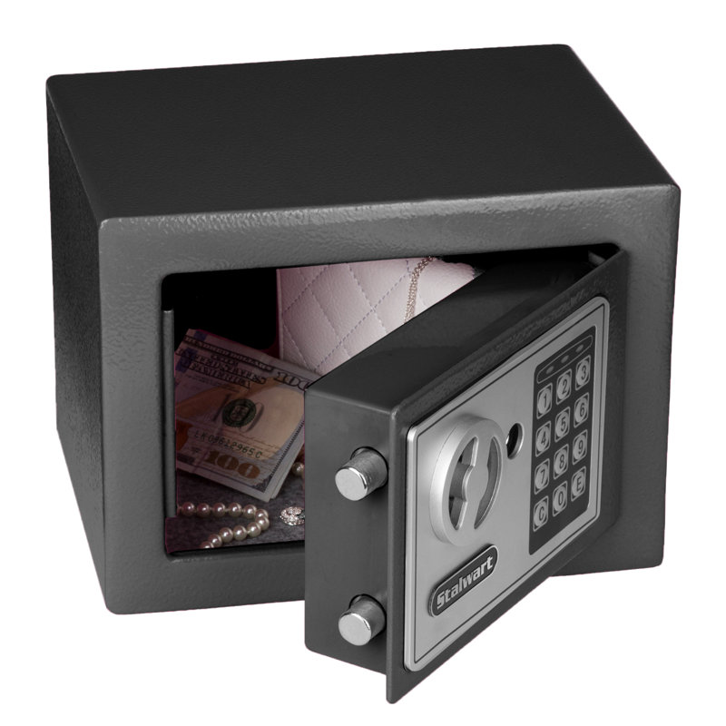 Stalwart Digital Security Safe Box for Valuables - Compact Steel Lock Box with Electronic Keypad