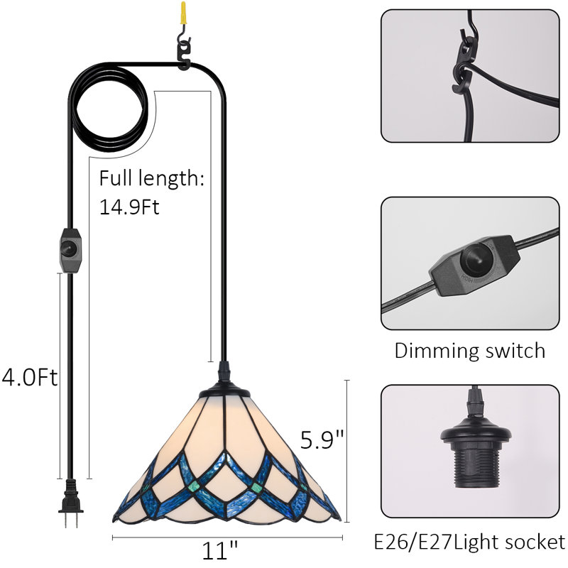 1 luminaire suspendu suspendu de 7 pouces, Vert clair