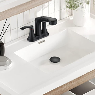 Bathroom Faucet With Pull Down Sprayer, 2 Handles 3 Hole Bathroom Faucet