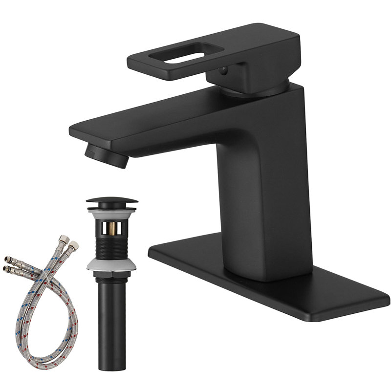 Robinet de salle de bain un trou avec ensemble de bonde escamotable Robinets de lavabo de salle de bain à poignée simple