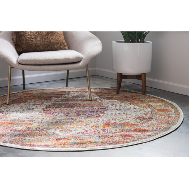 Tapis oriental crème Folmar, Rond 8 pi