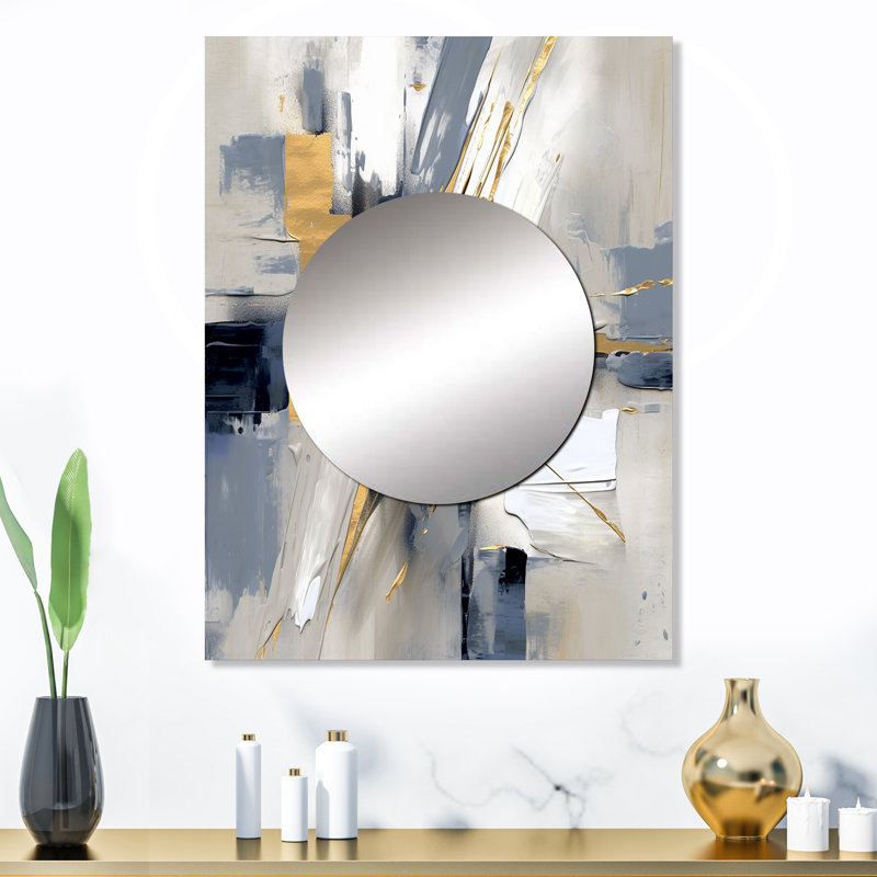 Raychell Grey and Gold Transcendent Impressions I - Abstract Shapes, 32 po x 24 po