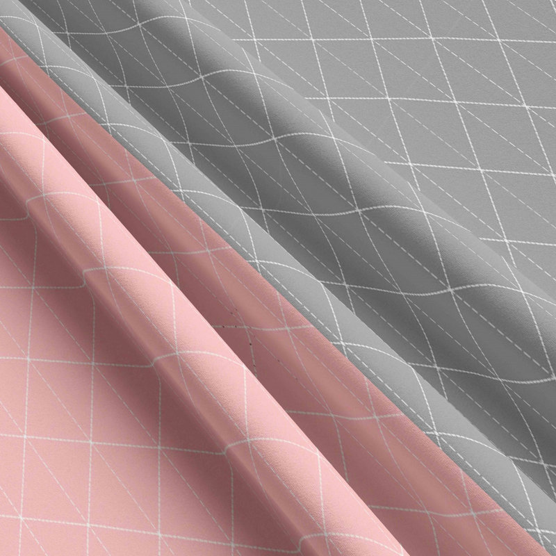 Denice Renforcé Bed Linen, 135 x 200cm Duvet Cover + 1 Pillowcase, Pink/Grey