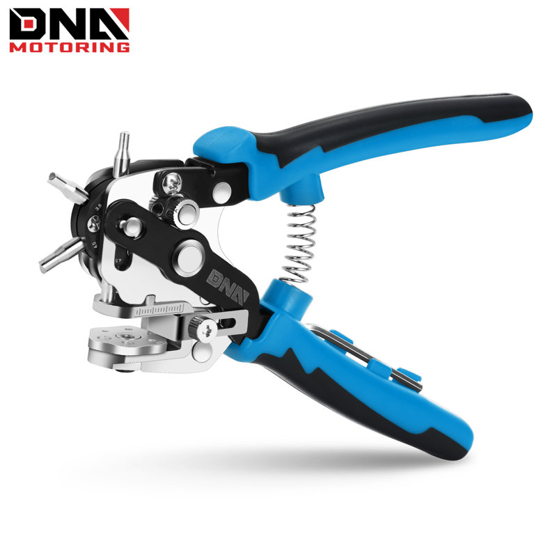 6-IN-1 Multifunction Hole Punch Plier for Straps Leather Dog Collars DIY Blue