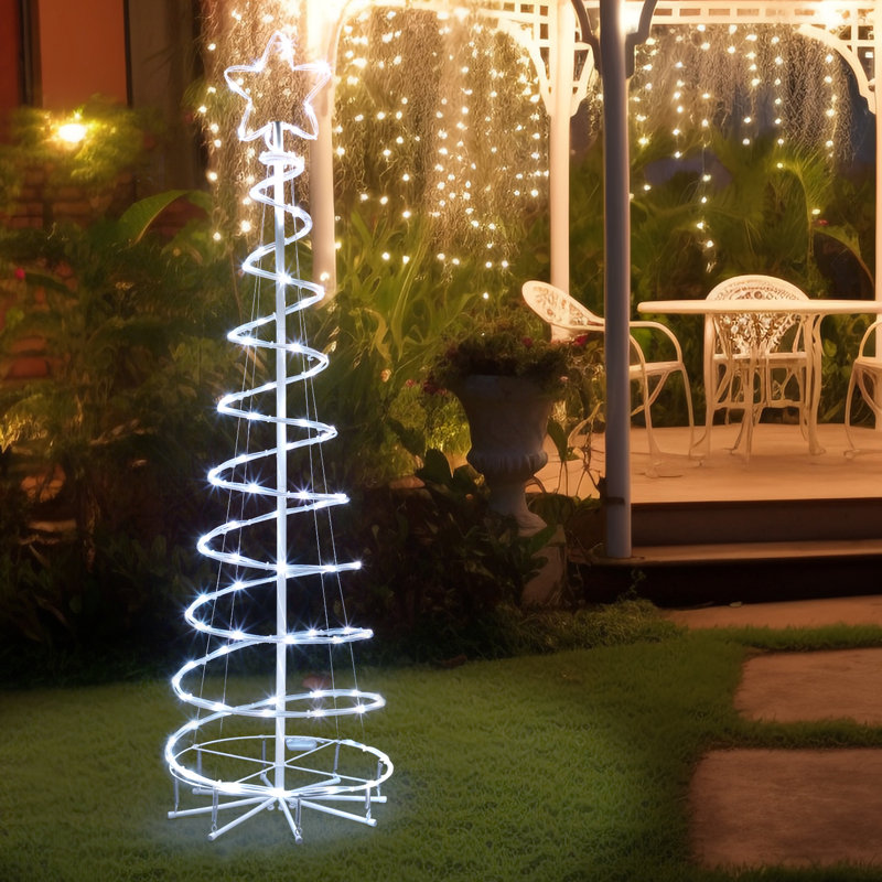 Arbre de Noël 16 lumières à DEL en spirale - Arbre artificiel lumineux avec télécommande et minuterie pour cour, porche et intérieur, 5 pi