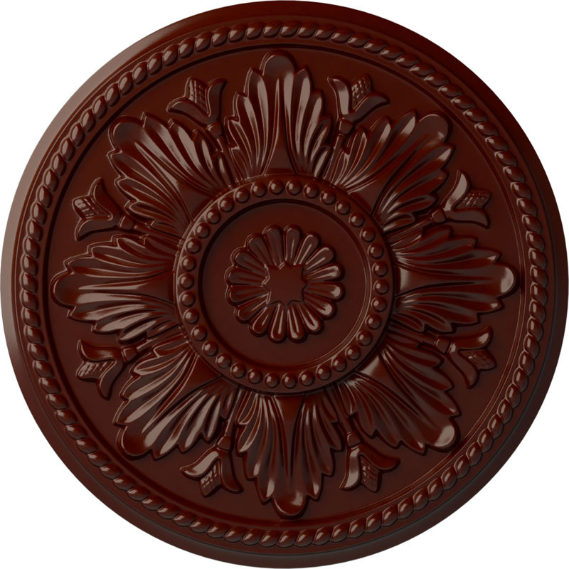Endurathane Edinburgh Ceiling Medallion, 18"OD x 1 3/4"P (Fits Canopies up to 5 1/4"), Hand-Painted Brushed Mahogany Finish