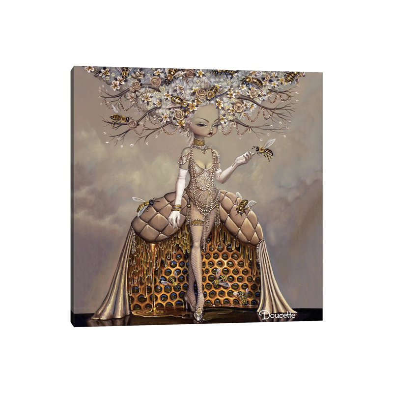 "Le cadeau de miel" par Bob Doucette, reproduction d’art, H 12 po x l 12 po x P 0,75 po, Toile tendue, Aucun mat