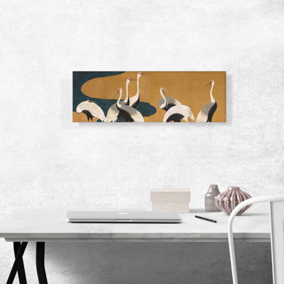 «Cranes» par «suiveur de Sakai Ho s'il-vous-plaît» par Sakai Hoifi - reproduction d'art sur toile panoramique