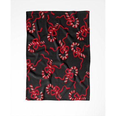 Candycanes & Bows Holiday Velveteen Throw