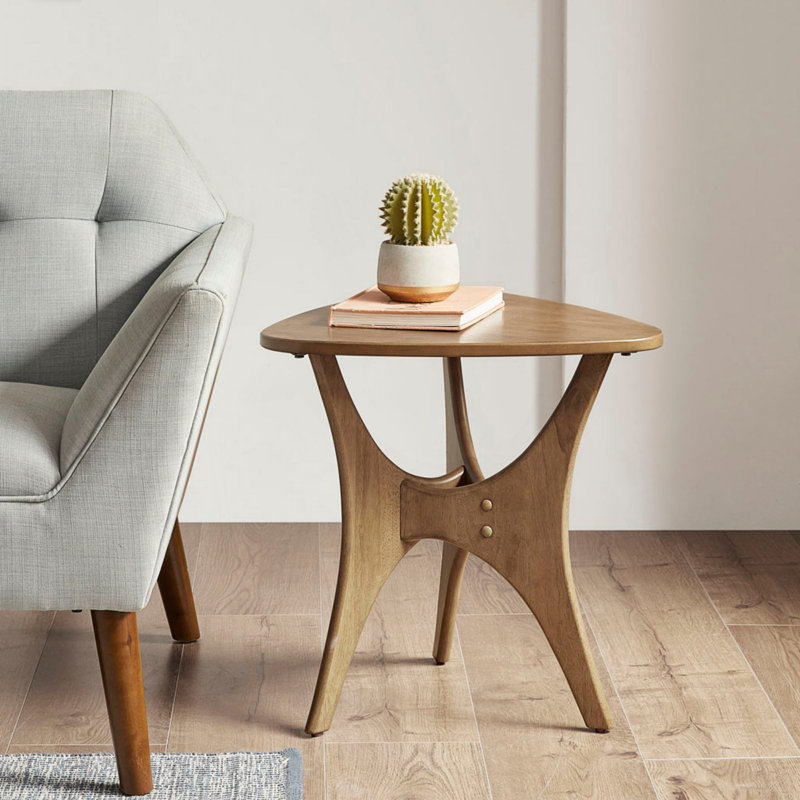 Table d'appoint triangulaire en bois, Brun clair