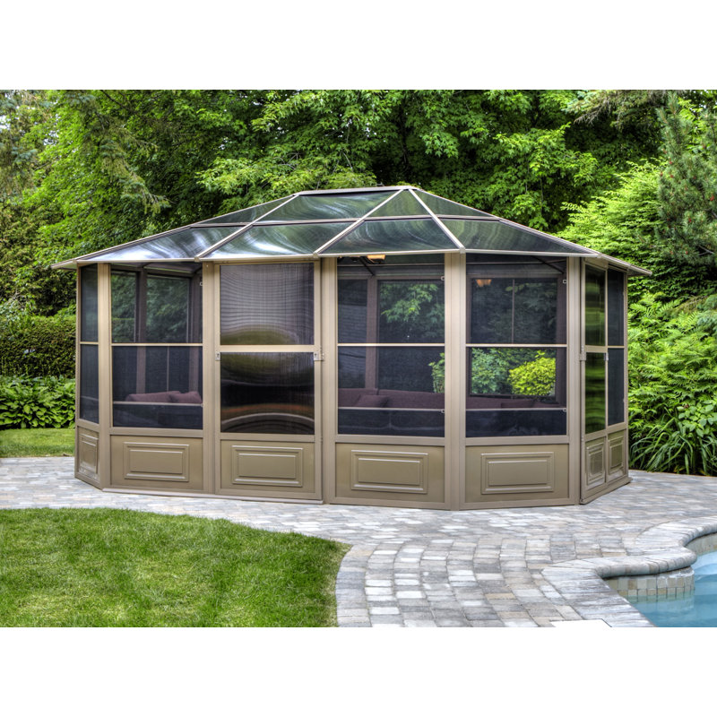 Gazebo Penguin Florence Solarium 12 Pi x 15 Pi Toit De Polycarbonate En Sable, Beige, 15 pi L x 12 pi P 