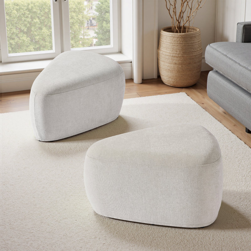 Adna 67.1Cm Wide Triangle Footstool Ottoman, Light Sand