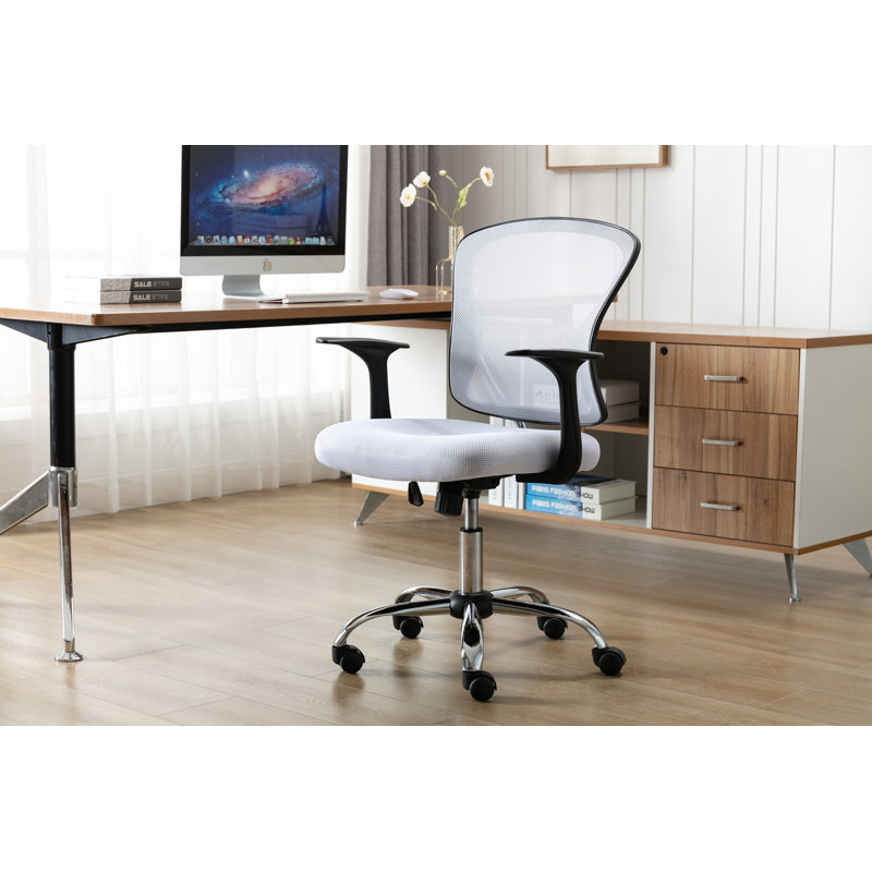 Mesh Office Chair, White, Fixed