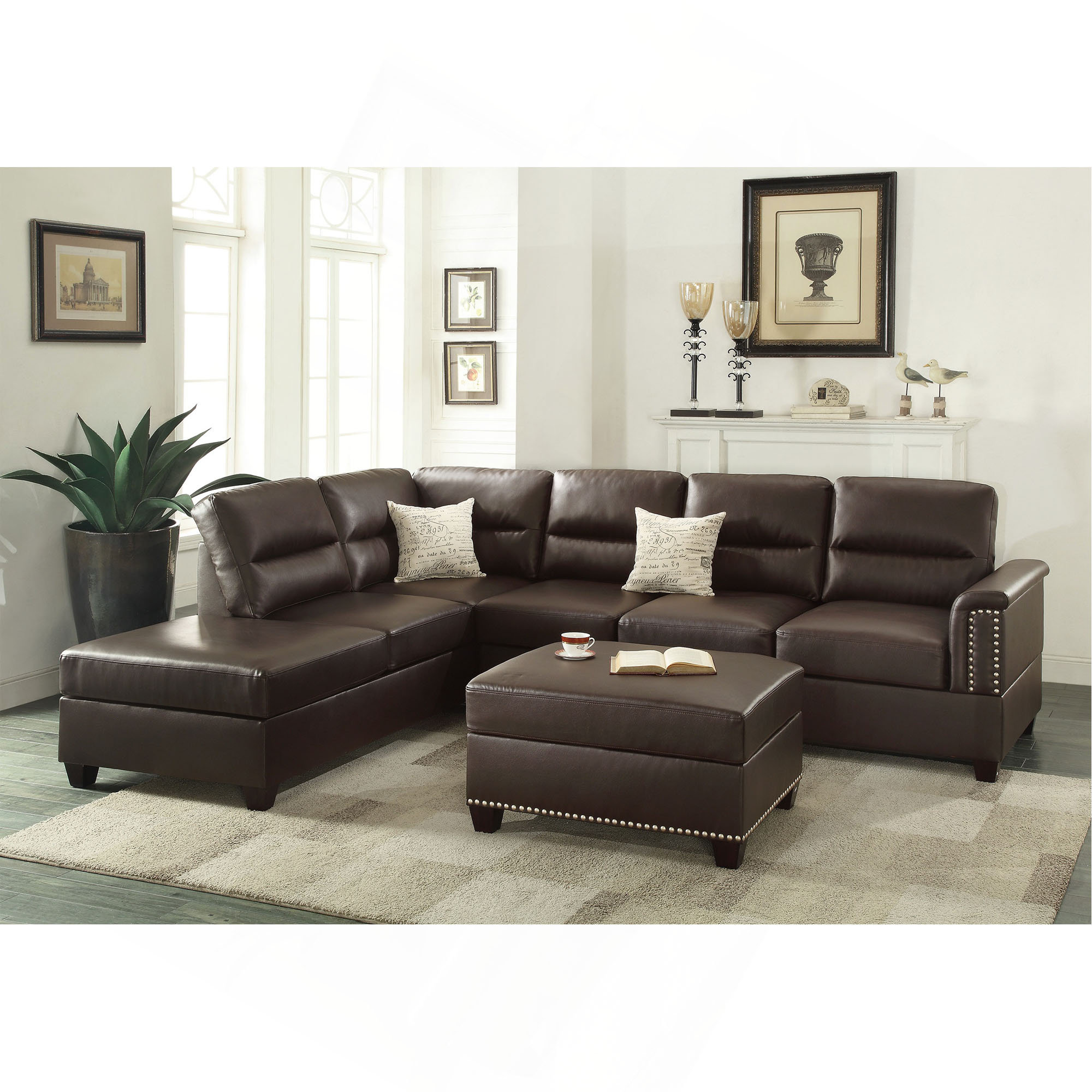 Hokku Designs New Contemporary 3-PCS Reversible Sectional Set Living