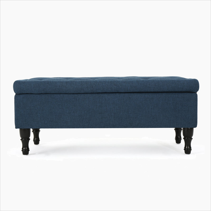 Devari Upholstered Storage Bench, Navy Blue