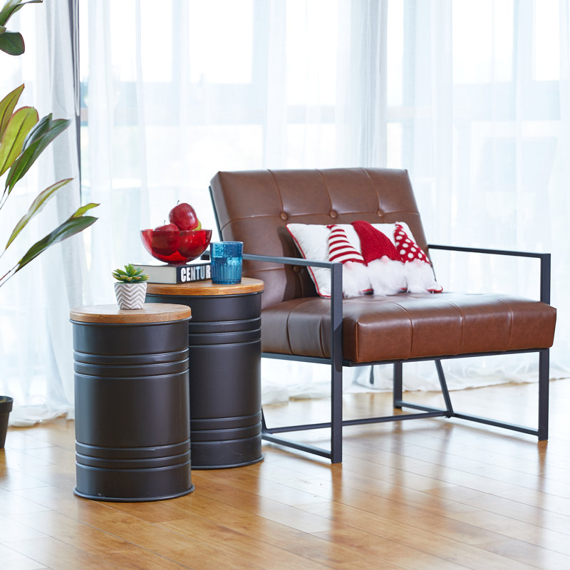 Nicky Solid Wood Top Nesting Tables, Black