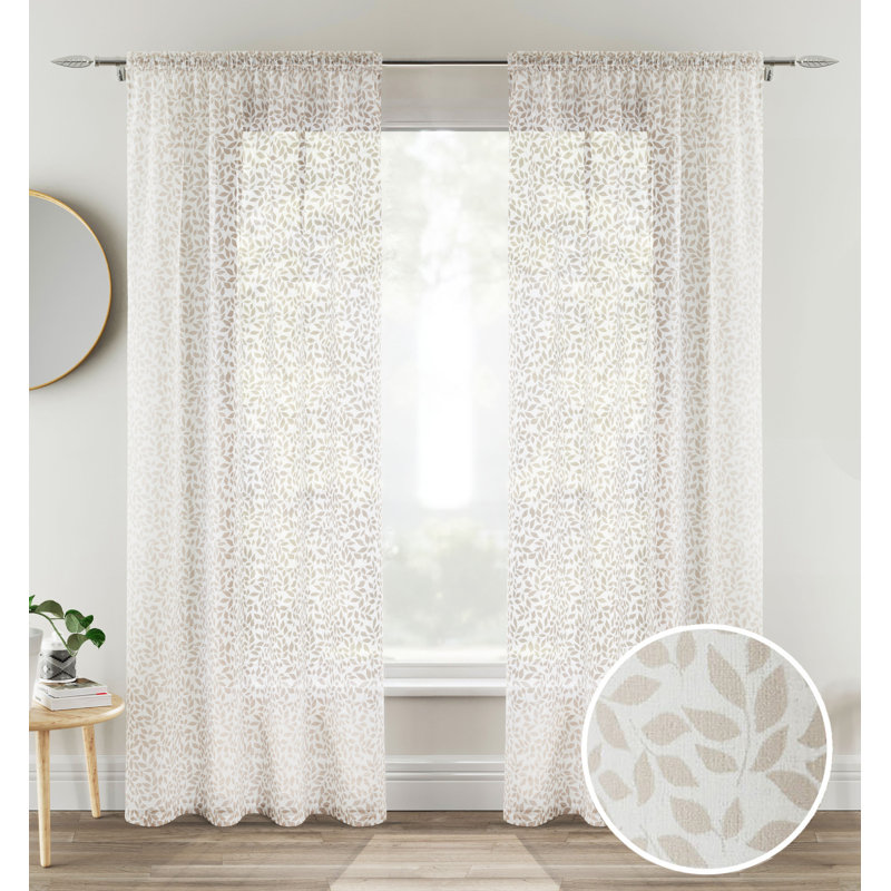 Rockwood Sheer Curtain Pair, Natural, 140cm Width x 137cm Drop
