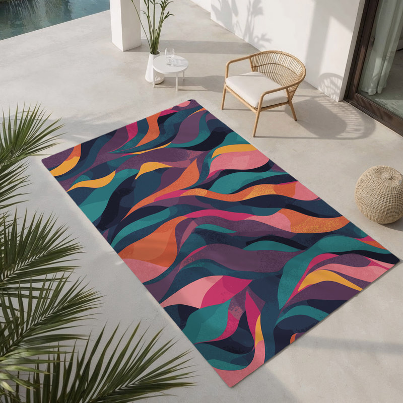 Tapis intérieur et extérieur Neon Warp, Rectangle 9 pi x 12 pi