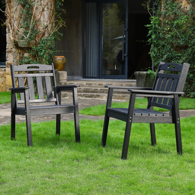 Ensemble de chaises de terrasse en PEHD pour l'extérieur, nécessitant peu d'entretien - pour les jardins, les cours et les terrasses - (dossier vertical)