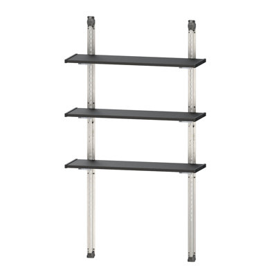Keter Storage Shed Shelf Kit 40 Inch Easy Assembly Steel Reinforced Utility Kit with Heavy Duty Brackets and Rails, Black