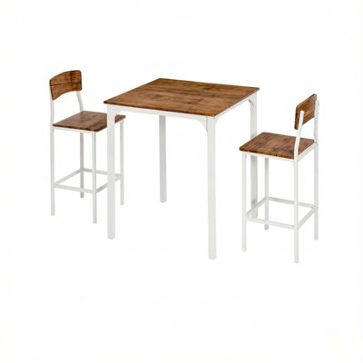 Space-Saving Table Set,Stylish 3-Piece Bistro Set,Square Table and Two Stools for Compact Kitchen or Breakfast Nook,Compact Dining Set