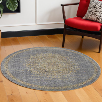 Tapis médaillon en laine 9 po