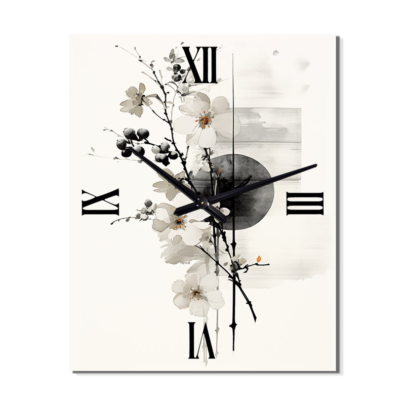 Asian Art Fashion Sumi - Asian Wall Clock, 32" H x 16" W x 1" D