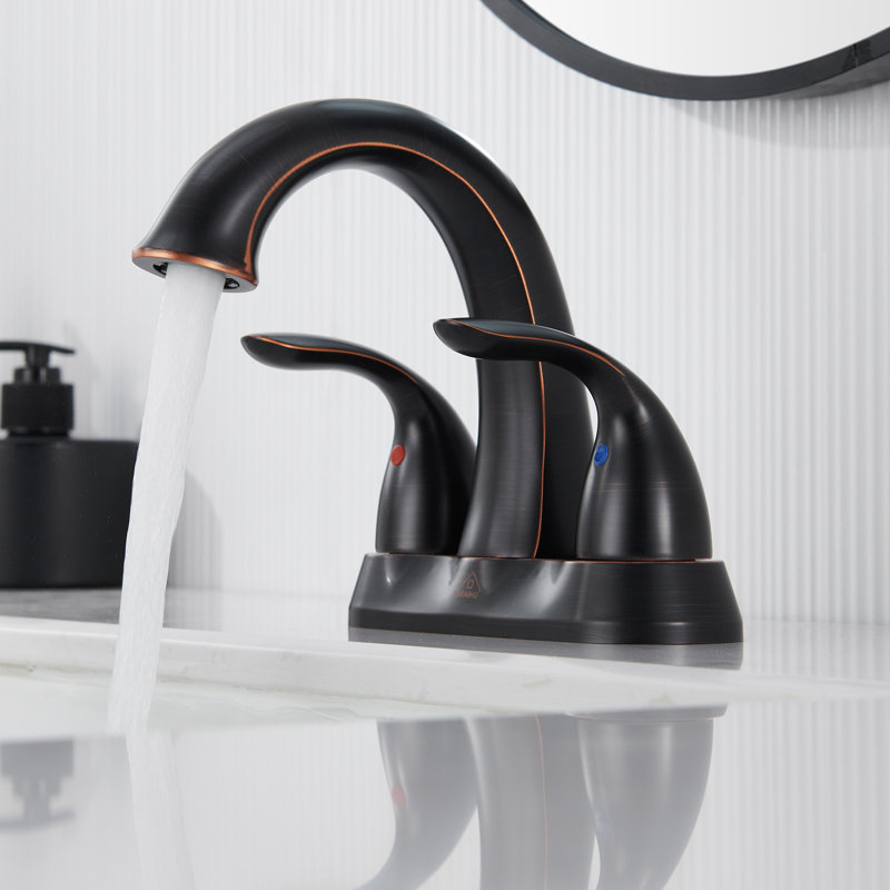 2 Handle Bathroom Faucet with Drain, Oil Rubbed Bronze