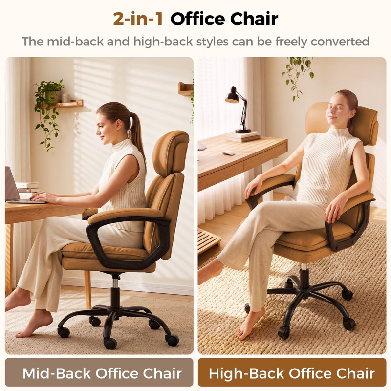 Rebrilliant Foam Padding Office Chair, Brown