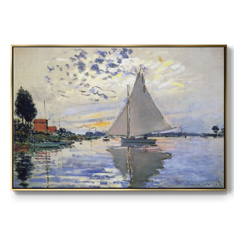 Voilier au petit sur toile, H 37 po x l 25 po x P 2 po, Or