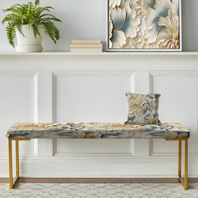 Beige Frosty Drift Experience - Marble Upholstered Gold Bench