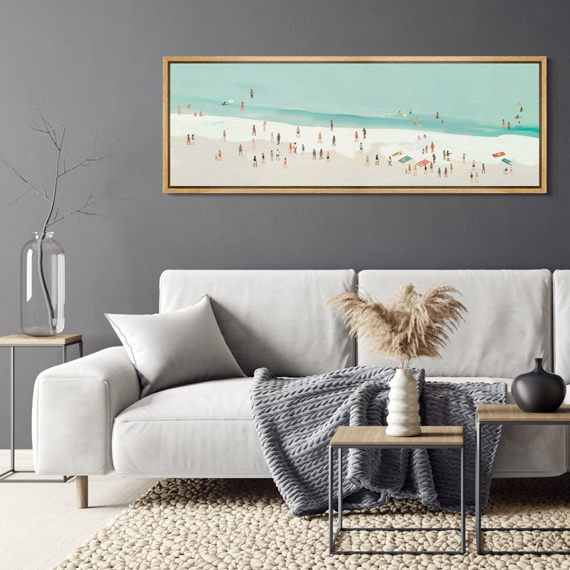 Relaxing Summer Beach - Oversized Framed Wall Decorations Canvas Print, 20" H x 60" W, Natural