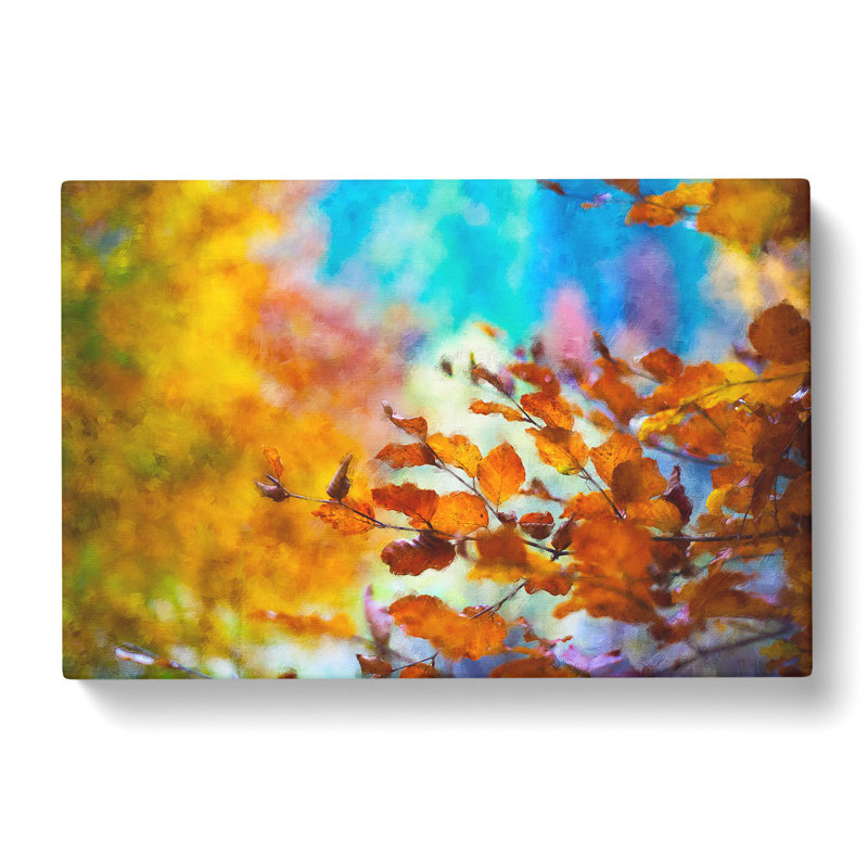 Autumn Leaves Abstract - Wrapped Canvas Painting, 50cm H x 76cm W x 3cm D