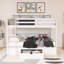 Lit superposé simple au-dessus de simple avec cadre en bois avec tablettes intégrées et tiroir de rangement-4965054