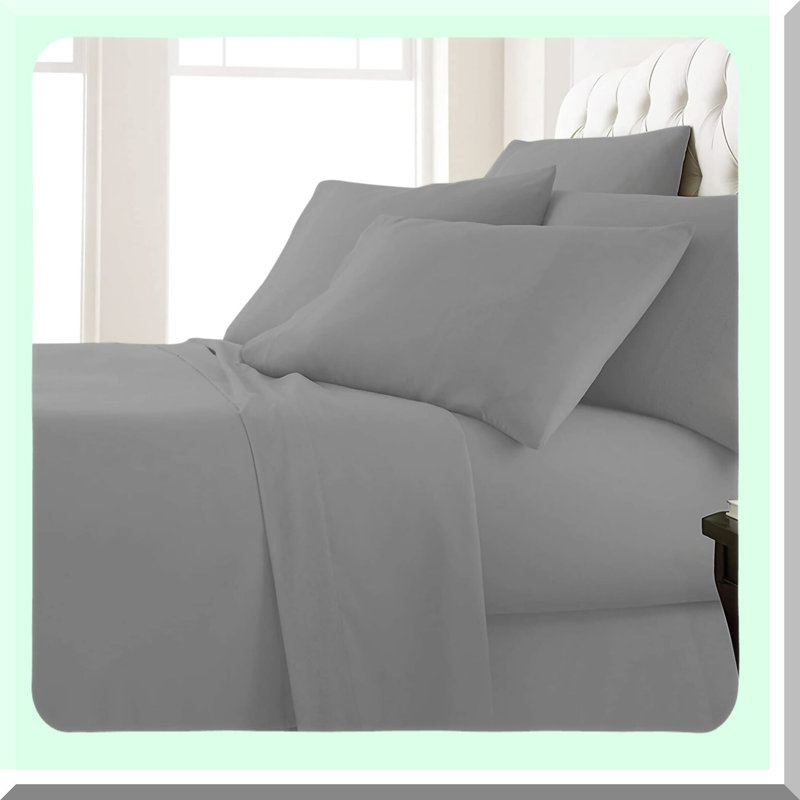 Luxury Gray Microfiber 6-Piece Sheet Set