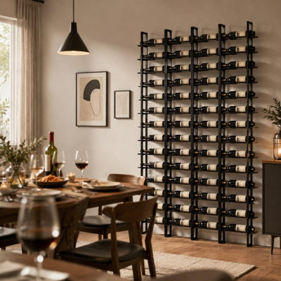 64 Bottle Large Wall Mount Wine Rack,Black Industrial Wine Storage Display Rack, Wine Cellar Storage,for Home Bar, Restaurant