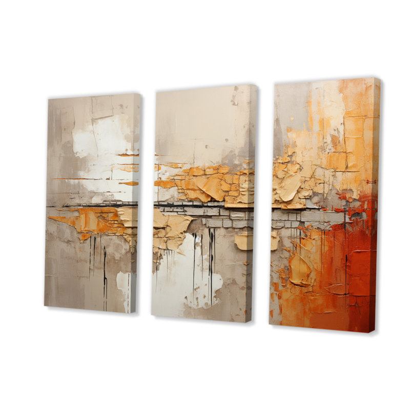 " Orange Impressions I " 3 Piece Art Watercolor Set, 32" H x 48" W x 1" D