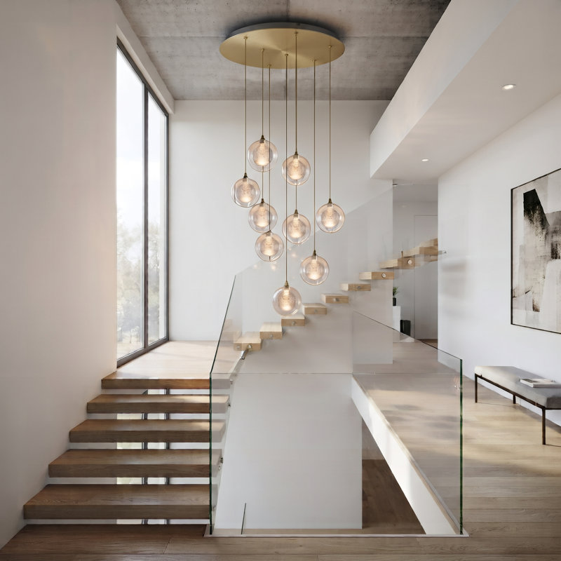 Riverdale 9 - Light Cluster Pendant, Brushed Brass