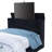 Tisdall Queen Corduroy Wingback Bed with TV Lift and Non-Heating Flame Effect, Black-40253483