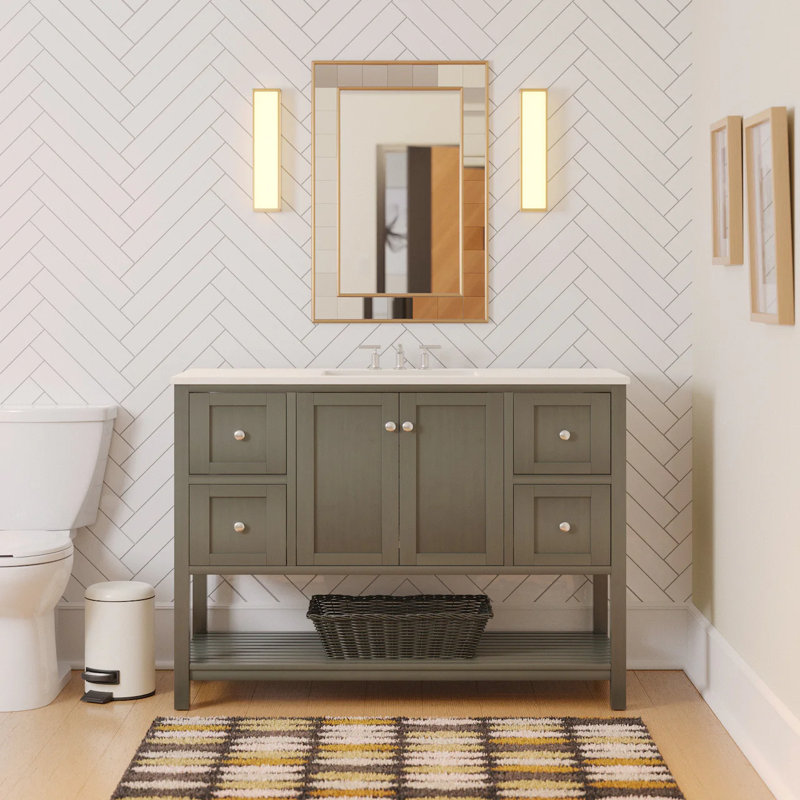 Ensemble de meuble-lavabo simple 48 po Binne, Sage Green, Blanc d'ingénierie