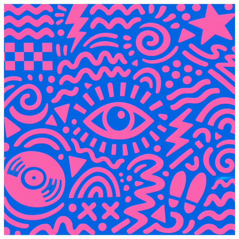 Pink Blue Abstract Shapes Comforter, Queen