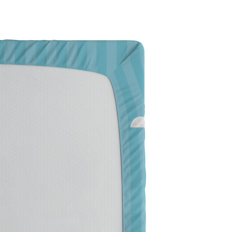 Drap-housse orange Ambesonne, Drap-housse pour lit simple TG, Bleu ciel / rayures blanches