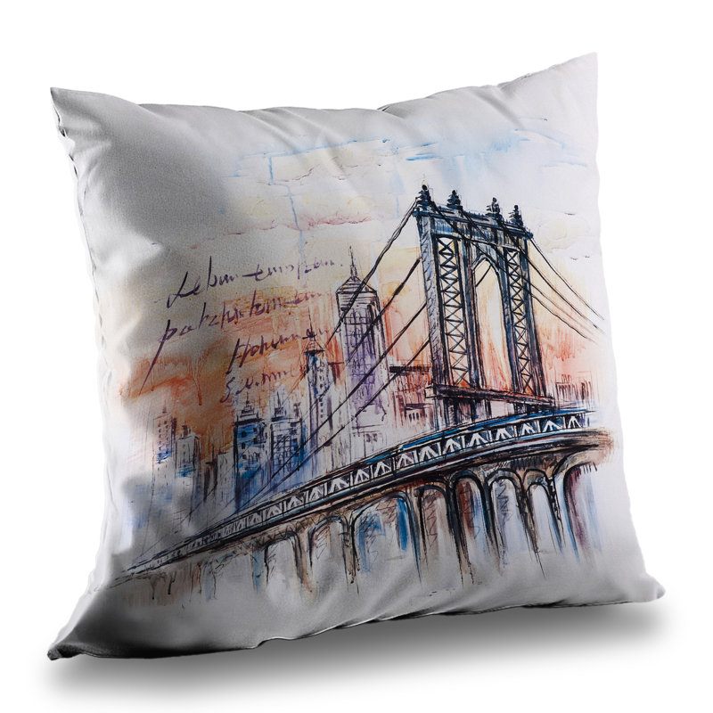 Bridge Sketch - Architecture Office Poly Twill Throw | Home Decor, Pillow Cover Only - No Insert