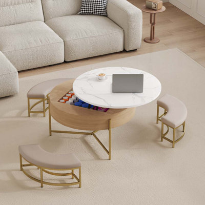 Table basse à plateau relevable avec rangement