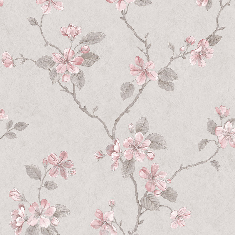 Moffitt 10m x 53cm Textured Satin Roll, Pink/Grey
