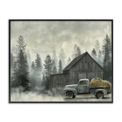 «Vintage Pickup at Misty Barn», dessin par Imagine It Images