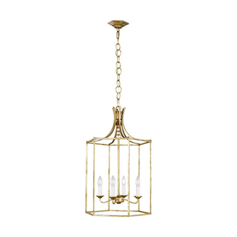 Suttons 4-Light Chandelier, Antique Gold, 27" H x 17" W x 17" D