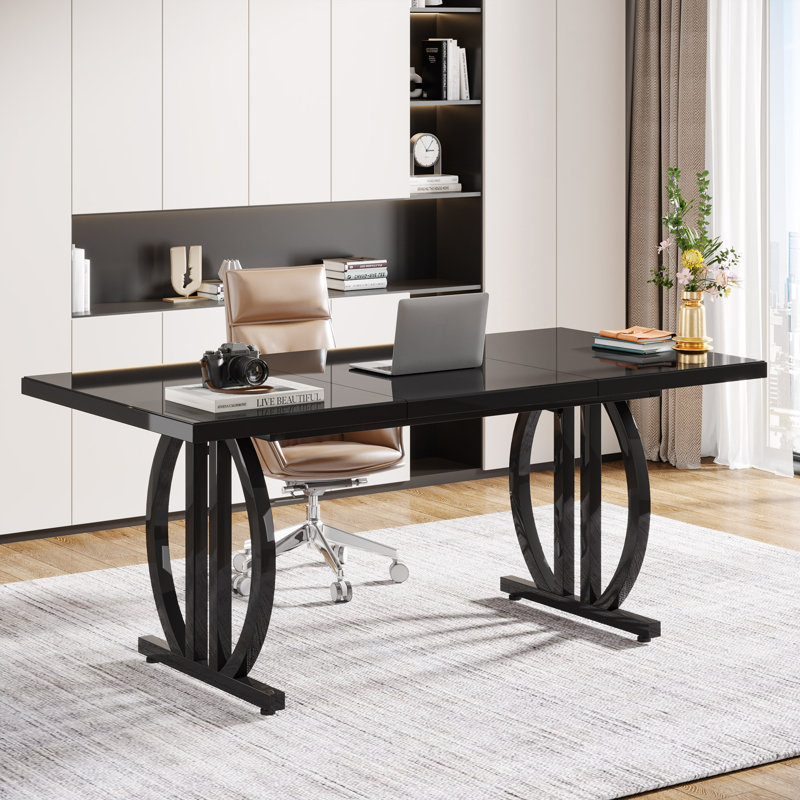 63'' Large Computer Desk Meeting Table Office Desk Workstation 4-6 People Heavy Duty Metal Frame
