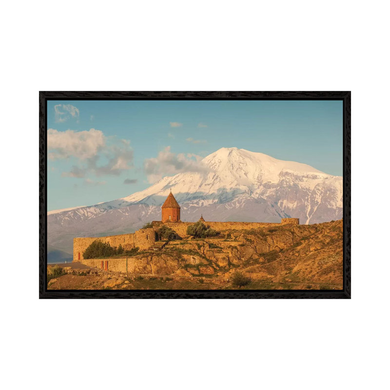 Armenia, Khor Virap. Khor Virap Monastery, 6th Century, With Mt. Ararat by Walter Bibikow - Print on Canvas, Black Framed